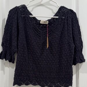 Women's Natural Life Navy Blue Knit Top NWT